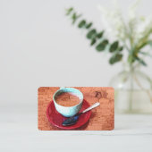 エスプレッソコーヒータイポグラフィカップスプーンワードクラウド 名刺 (スタンド正面)