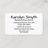 エスプレッソコーヒータイポグラフィカップスプーンワードクラウド 名刺 (裏面)