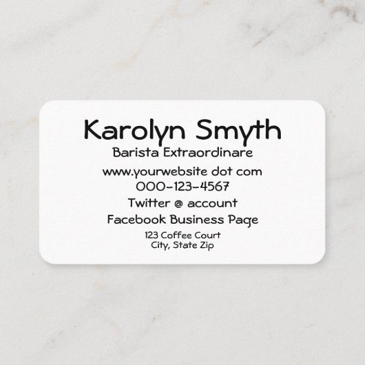 エスプレッソコーヒータイポグラフィカップスプーンワードクラウド 名刺 (裏面)