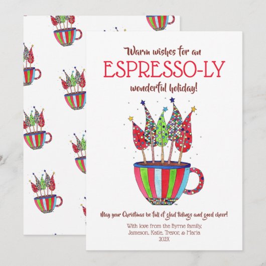 エスプレッソディスコクリスマスツリーズホリデーカード シーズンカード (正面/裏面)