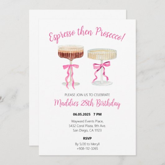 エスプレッソネプロセッコ誕生日招待状デザイン 招待状 (正面/裏面)