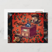 エスプレッソビーンズヴィンテージグラインダー ポストカード (正面/裏面)