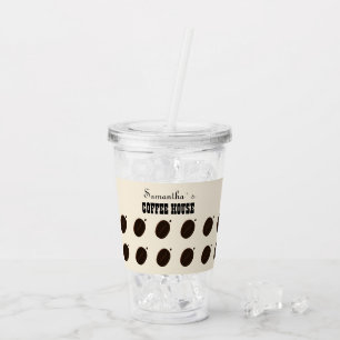 エスプレッソブラウンコーヒー豆パターンカフェブランディング アクリルタンブラー