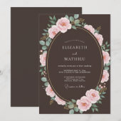 エスプレッソブラウン輝くバラの結婚式 招待状 (正面/裏面)