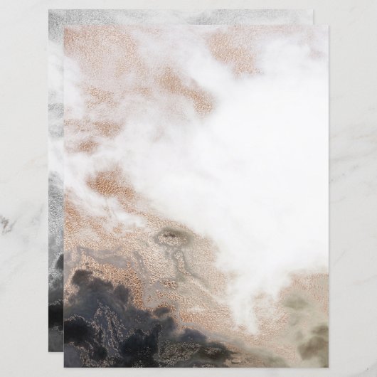 エスプレッソブラウン金ゴールドホワイト両面スクラップブック紙 (正面/裏面)