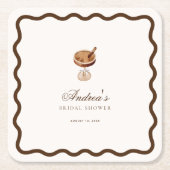 エスプレッソマティーニ コーヒー ウェーブ ブライズシャワー パーティー スクエアペーパーコースター (正面)
