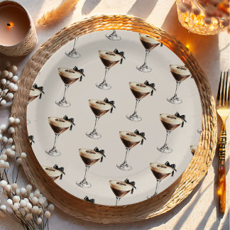 エスプレッソマティーニ ブラックボウ ブライダルシャワー ペーパープレート