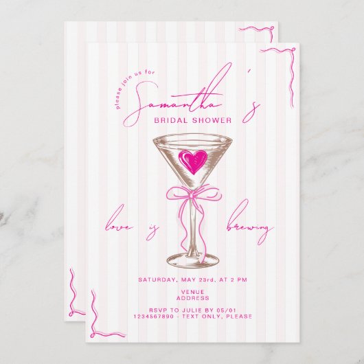 エスプレッソマルティニモチャムスピンクブライダルシャワー 招待状 (正面/裏面)