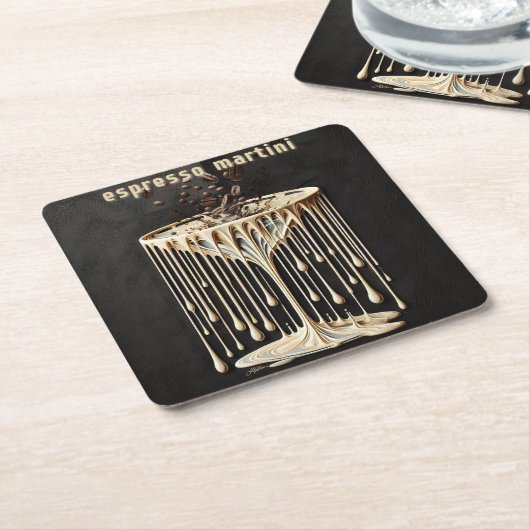 エスプレッソマルティーニカクテルアワー スクエアペーパーコースター (アングル)