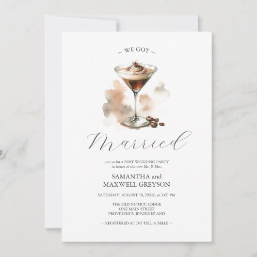エスプレッソマルティーニカクテルポストウェディングパーティー 招待状 (正面)