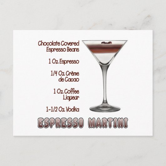 エスプレッソマルティーニカクテルレシピアート ポストカード (正面)