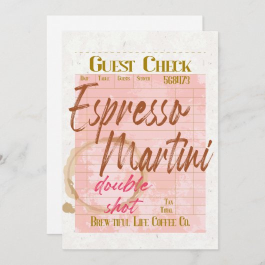 エスプレッソマルティーニゲストチェックレシートタイポグラフィ (正面/裏面)