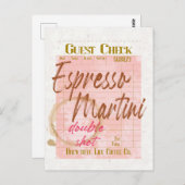 エスプレッソマルティーニゲストチェックレシートタイポグラフィ ポストカード (正面/裏面)