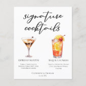 エスプレッソマルティーニテキラサンライズカクテルメニュー (正面)