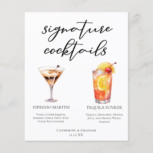 エスプレッソマルティーニテキラサンライズカクテルメニュー (正面)