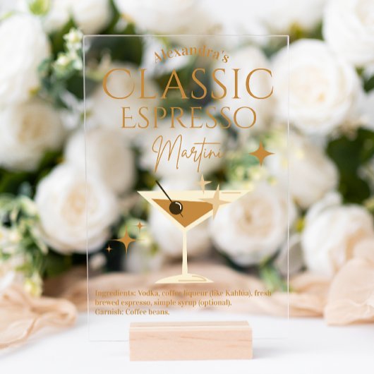 エスプレッソマルティーニバチェロレッテシグネチャードリンク アクリルサイン