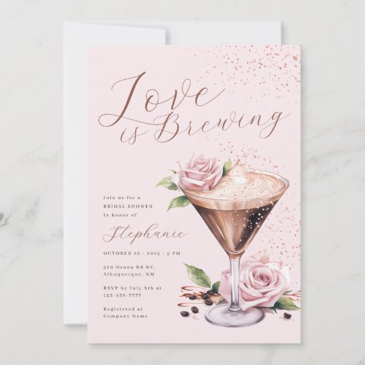 エスプレッソマルティーニブライダルシャワー招待 招待状 (正面)