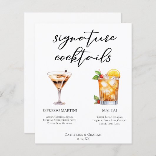 エスプレッソマルティーニマイタイカクテル結婚ズメニュー (正面/裏面)