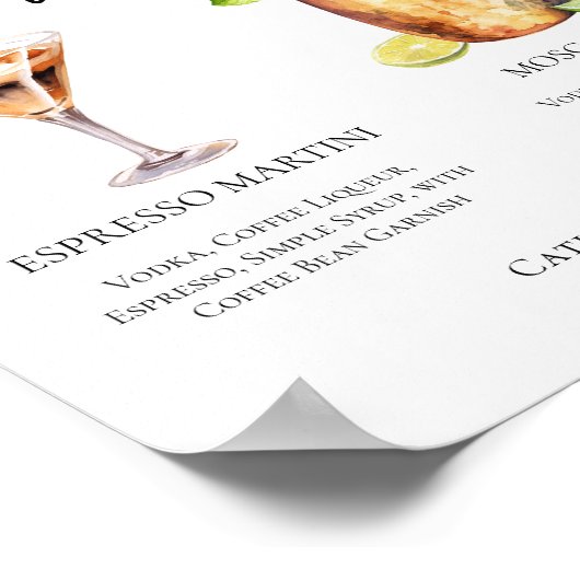 エスプレッソマルティーニモスクワムルカクテル結婚ズメニュー ポスター (角)