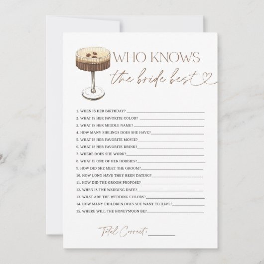 エスプレッソマルティーニラブイズブルーイングブライダルシャワー シーズンカード (正面)