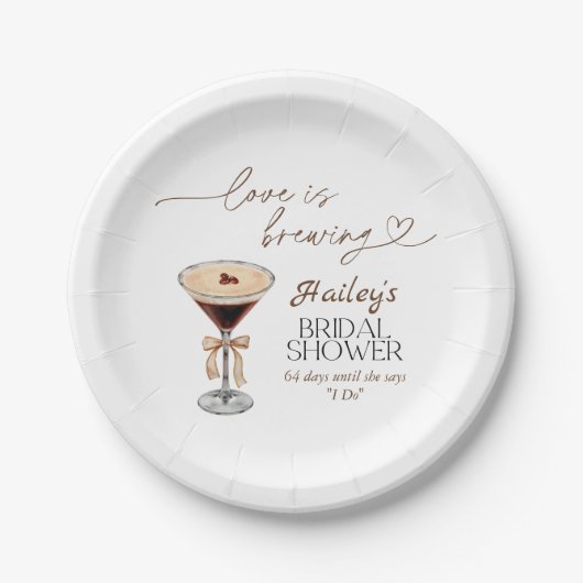 エスプレッソマルティーニラブイズブルーイングブライダルシャワー ペーパープレート (正面)