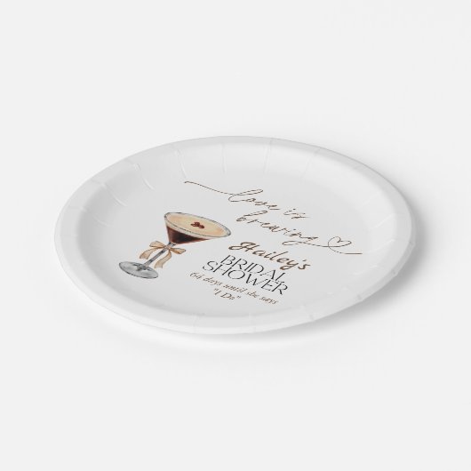 エスプレッソマルティーニラブイズブルーイングブライダルシャワー ペーパープレート (アングル)