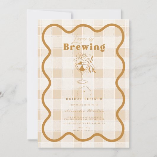 エスプレッソマルティーニラブイズブルーイングブライダルシャワー 招待状 (正面)