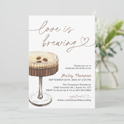 エスプレッソマルティーニラブイズブルーイングブライダルシャワー 招待状 (スタンド正面)