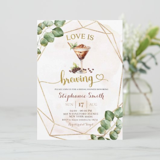 エスプレッソマルティーニラブイズブルーイングブライダルシャワー 招待状 (スタンド正面)