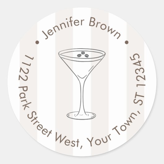 エスプレッソマルティーニラブイズブルーイング差出人住所 ラウンドシール (正面)