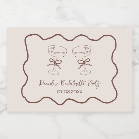 エスプレッソマルティーニ手描きバチェロレッテ スパークリングワインラベル (シングルラベル)