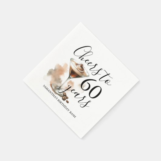 エスプレッソマルティーニ60誕生日カクテルナプキンス スタンダードカクテルナプキン (角)