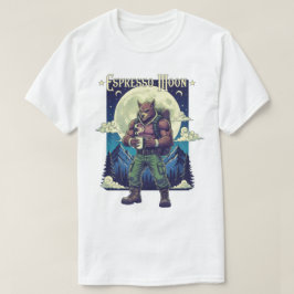 エスプレッソムーンウェアウルフコーヒーキャンピングイラスト Tシャツ