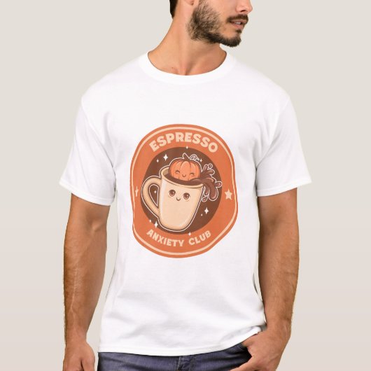 エスプレッソ不安クラブ カフェインと不安 Tシャツ (正面)