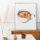 エスプレッソ女性ソーク水彩画ポスター ポスター