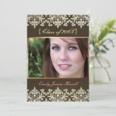 エスプレッソ + ダマスク/卒業パーティー招待状 招待状 (スタンド正面)