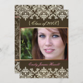 エスプレッソ+ダマスク/目盛パーティの招待状 招待状 (正面/裏面)