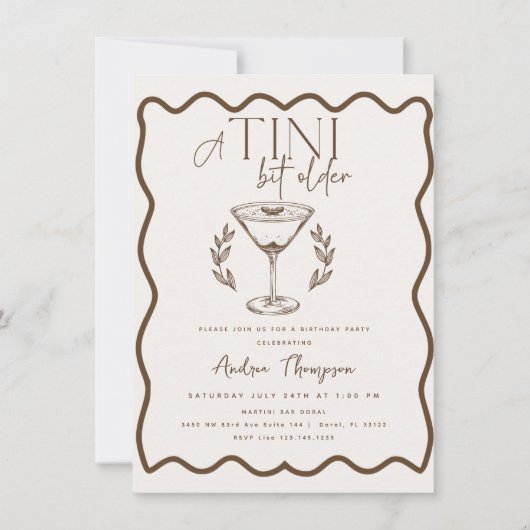 エスプレッソ | マティーニ | カクテル誕生日 招待状 (正面)