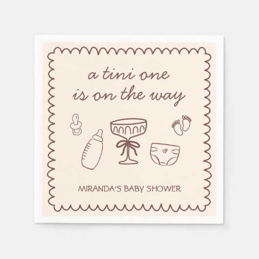 エスプレッソ・マルティニの赤ちゃんシャワーの途中のTiniの1 スタンダードカクテルナプキン (正面)