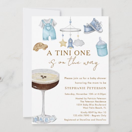 エスプレッソ・マルティニの赤ちゃんシャワーの途中のTiniの1 招待状 (正面)