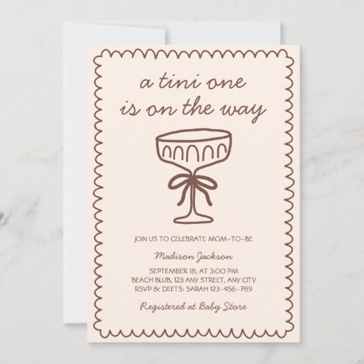エスプレッソ・マルティニの赤ちゃんシャワーの途中のTiniの1 招待状 (正面)