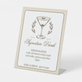 エスプレッソ・マルティーニのシグネチャードリンク結婚メニュー 台座サイン