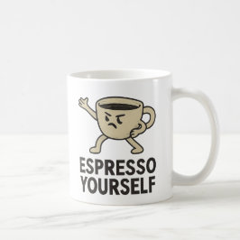 "エスプレッソ・ユアセルフ" 面白いコーヒーのダジャレ カートゥーン コーヒー コーヒーマグカップ