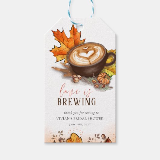 エスプレッソ・ラブは醸造ブライダルシャワーの恩恵 ギフトタグ (正面)