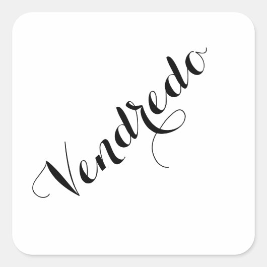 エスペラントの平日のステッカー- Vendredo (金曜日) スクエアシール (正面)