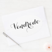 エスペラントの平日のステッカー- Vendredo (金曜日) 楕円形シール (封筒)