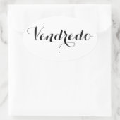 エスペラントの平日のステッカー- Vendredo (金曜日) 楕円形シール (バッグ)