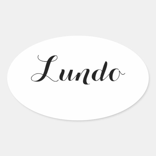 エスペラント平日用シール – Lundo （月曜日） 楕円形シール (正面)