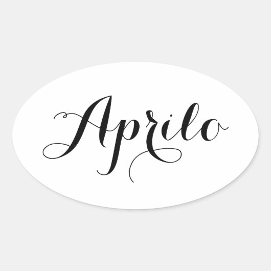 エスペラント月のステッカー- Aprilo (4月) 楕円形シール (正面)