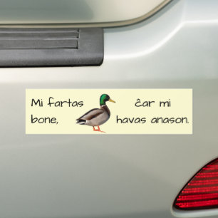 エスペラント語: Mi fartas bone, ĉar mi havas anason. バンパーステッカー
